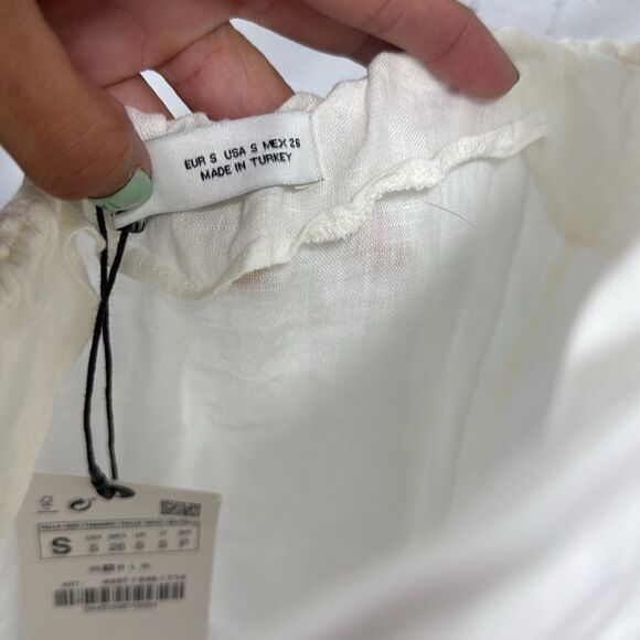 ZARA White Halter Top with Fringe Size Small - NWT - Picture 5 of 5